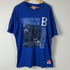 Brooklyn Dodgers MLB Vintage 90s Nutmeg Mills Blue Graphic T-Shirt - Size XL